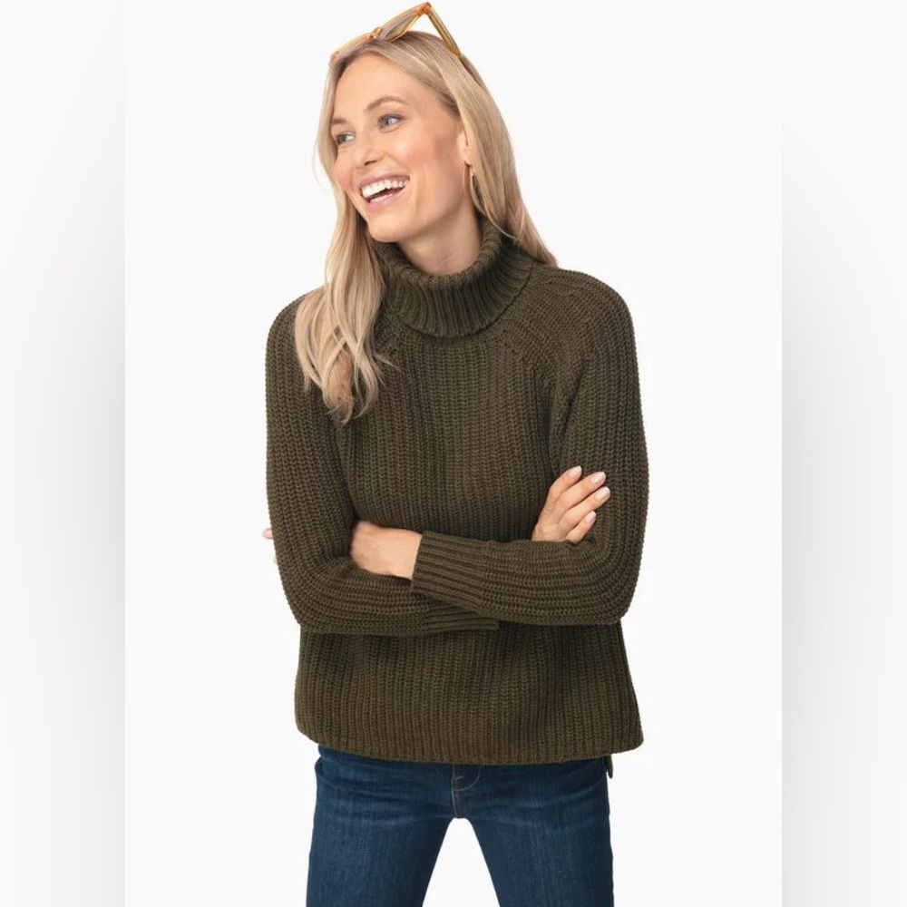 525 America Olive Melange Shaker Turtleneck Sweater from Tuckernuck
